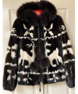 1980's Vintage Short Custom made Mink fur coat with Riendeer Pattern in Fur - $495.00