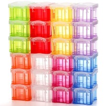 24 Pack Mini Plastic Storage Bins With Lid, 3.3&quot;2.6&quot;2&quot; Clear Latch Small... - £31.38 GBP