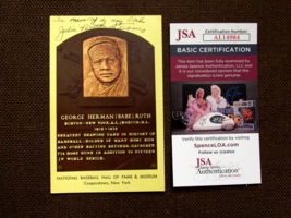 Julia Ruth Stevens &quot; In Memory Of My Dad &quot; Babe Ruth Signed Auto Hof Plaque Jsa - £155.36 GBP
