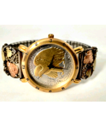 Half Dollar Quartz Watch Brittania Gold &amp; Silver Tone Fancy Leaf Stretch... - $39.59