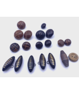 Vintage Wood &amp; Leather Buttons Shank &amp; Toggles Set Lot 19 Pcs Collection - $27.87