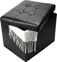 Small Leather Storage Ottoman Bench Foot Rest For Living Room Foldable Coffee - £30.52 GBP