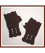 Brown Driving Gloves Fingerless Mittens Crochet Women Teens Handmade - £11.19 GBP