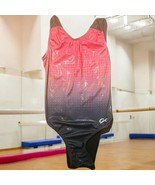 GK Elite CPNY Rhinestone LEOTARD Gymnastics Dance Black Red Dots Adult S - $976.72 MXN