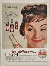 1961 Print Ad Dr Pepper Soda Pop Pretty Lady Drinks from Bottle - £14.19 GBP
