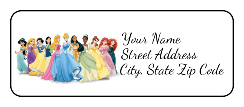 30 Disney Princess Return Address Labels, Stickers, Gift Tags, Personalized