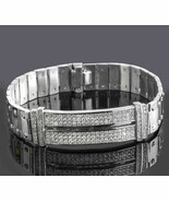 2.90Ct Men&#39;s ID Screw Link Diamond Bracelet 14k Solid White Gold Handmad... - $292,339.02 MXN