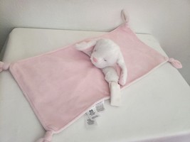 Carters Bunny Long Baby Security Blanket Pink White Knotted Corners - £13.14 GBP