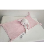 Carters Bunny Long Baby Security Blanket Pink White Knotted Corners - £13.24 GBP
