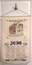 Vtg 2000 Cloth Linen Hanging Tea Towel Calendar Elkins National Bank 15&quot; X 27” - £11.82 GBP