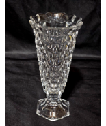 Vintage FOSTORIA Glass AMERICAN Flared Cube Pattern Hexagon Footed 6&quot; Vase - $30.04 CAD