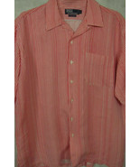 Polo Ralph Lauren Pink and White Fine Stripe 100% Linen S/S Shirt L - £50.50 GBP
