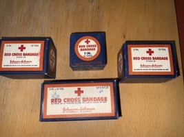 Vintage Johnson+Johnson Red Cross Bandaging Lot Blue Box Made In USA - £15.56 GBP