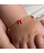 14K Yellow Gold Enamel Butterfly Charm Nature Baby Bracelet - $3,807.10 MXN