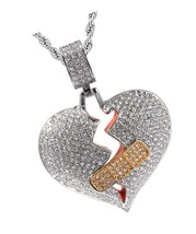 Men&#39;s Broken Heart Chain Pendant,18k Gold Iced - £53.67 GBP