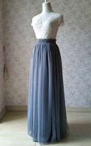 GRAY Long Tulle Skirt Outfit Women Plus Size Full Tulle Skirt image 2