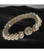 vintage sterling silver pearl Ab crystal bracelet 6.5” - £66.67 GBP