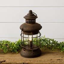 Coach Led Lantern in Rustic Tin and Glass - battery operated w/timer - £38.36 GBP
