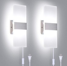 TRLIFE Modern Wall Sconces Set of Two, Wall Sconce Plug in 12W 6000K Cool Whi... - £26.72 GBP