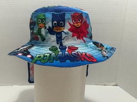 PJ Masks Blue Child Kids Bucket Hat 4-8 Years Size M Chin Strap - £6.74 GBP