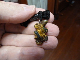 (an-liz-ur-3) Uromastyx lizard Brown carving PENDANT black necklace FIGU... - $7.70