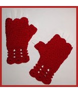 Red Fingerless Gloves Mitts Mittens Average Large Teens Women Handmade  - £11.19 GBP