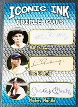 Iconic Ink Triple Cuts Facsimile Autograph - Mickey Mantle, Lou Gehrig, B Dickey - £1.98 GBP