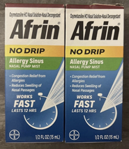 2 Pack Afrin No Drip Allergy Sinus Nasal Pump Mist 0.5oz 15ml Exp. 02/2026 - $12.86