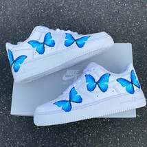 Custom Nike Air Force 1 Blue ButterFLY - Men&#39;s And Women&#39;s Shoes (BRAND NEW) - £206.55 GBP