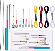 8 Pcs Embroidery Stitching Kit Punch Needles Cross Stitch Tools with 4 C... - $19.57