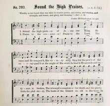 1883 Gospel Hymn Sound The High Praises Sheet Music Victorian Religious ... - $19.99