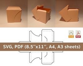 Cube box template, mailer box, mailing box, gift box, shipping box, 8.5x11, A4 - £1.19 GBP