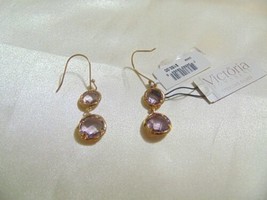 Victoria Townsend18k Gold/ SS Plate Amethyst Bezel Drop Earrings R447 $150 - £74.35 GBP