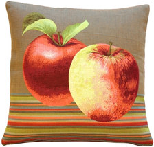 Fresh Apples on Brown 19x19 Throw Pillow, Complete with Pillow Insert - £33.14 GBP