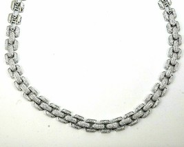 Men&#39;s 28 CT Simulated Diamond In 925 Silver White Gold Plated Tennis Necklace - £458.71 GBP