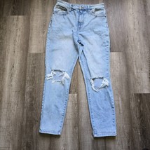 No Boundaries Mom Jeans Juniors Size 11 Light Acid Wash High Rise Destru... - £19.62 GBP