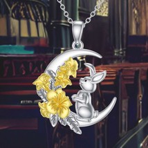 Bunny Daisy Necklace 925 Sterling Silver Animal Pendant Necklace - $119.00