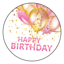 12 Happy Birthday Party Stickers Favors Labels tags Large 2.5&quot; Balloons ... - £3.89 GBP