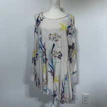 Free People Clear Skies White Floral Tunic Dress Cold Shoulder Split Sleeve - £26.66 GBP