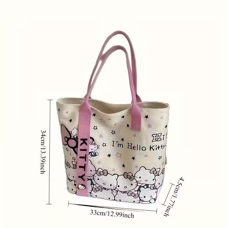 Sanrio Hello Kitty Canvas Reusable Zipper Canvas Tote Bag - Pink Item image 2