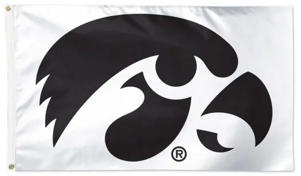 Iowa Hawkeyes 3×5 Tigerhawk Flag – White &amp; Black Design - $18.00