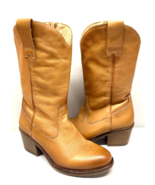 MIZ MOOZ DORI  LEATHER WESTERN  BOOT SIDE ZIP SADDLE  37EU / 7US NEW # Z... - $59.95