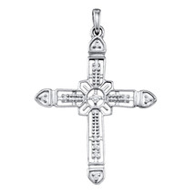 Sterling Silver Womens Round Diamond Roman Cross Faith Pendant 1/12 Cttw - $39.00