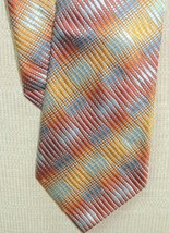 Jhane Barnes Neck Tie / Necktie 61&quot;x3.75&quot; Orange - Red Silver - Blue electric - £12.94 GBP