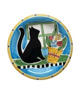 Vintage Hausenware Plate Black Cat Flowers Window 10.5” By Mary Jane Mit... - $14.85