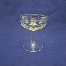 Vintage Etched Glass Javit Starflower Low Sherbet Champagne Coupe - £7.65 GBP