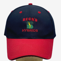 Vtg  Beck&#39;s Hybrids Hat Black Red Baseball Cap Strapback - £7.86 GBP