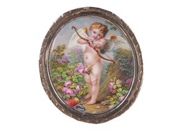 18th/19th century French Porcelain Plaque inlaid Tortoise shell snuff box - $391.05