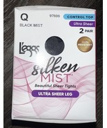 L&#39;eggs ~ Silken Mist 2 Pair Women&#39;s Tights Hose Black Mist Control Top U... - $17.58 CAD