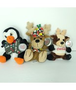 Lot of 3 Coca Cola Bean Bag Plush Reindeer Penguin With T`ags - $424.26 MXN
